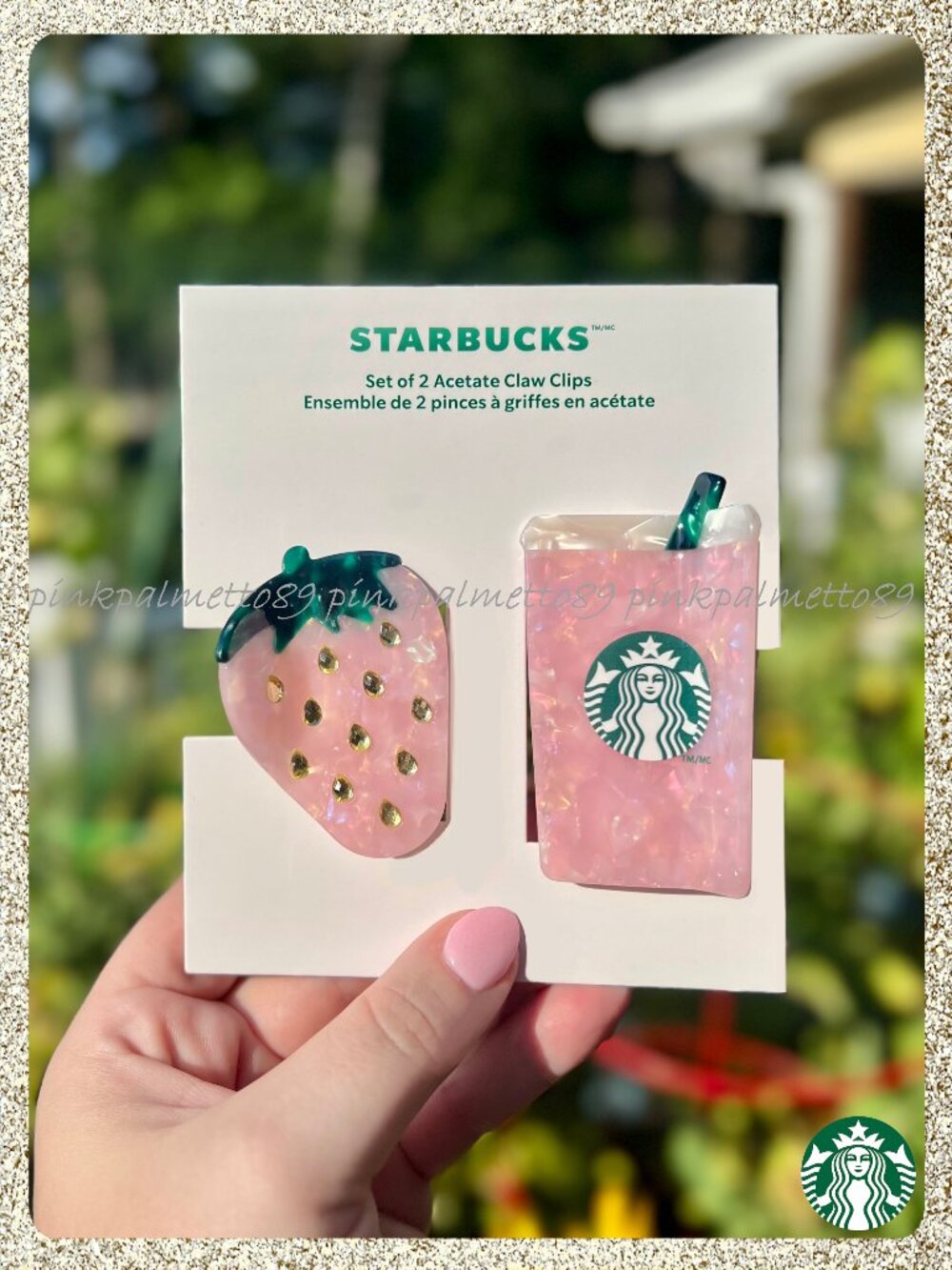 LAST ONE ✨🍓 NWT 2026 Starbucks 'Pink Drink' Strawberry Hair Clips – 2-Piece Set